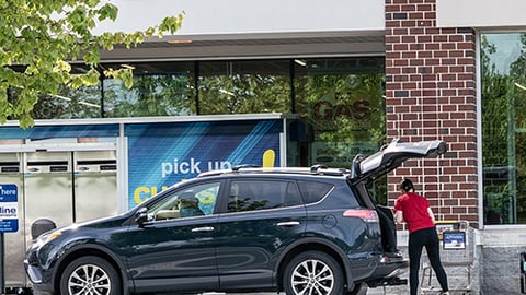 a car parked in front of a building