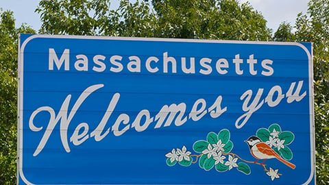 a blue and white sign