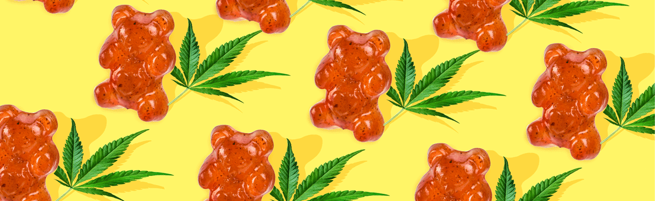 hemp leaves and gummy bears