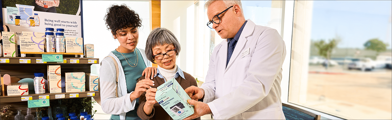 Pharmacist helping patients