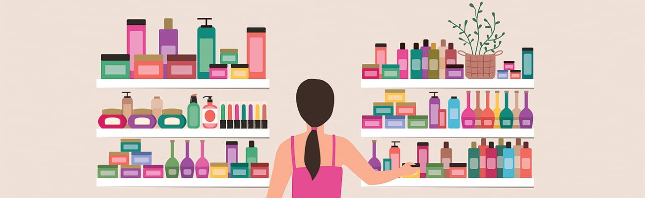 beauty products shelf hero