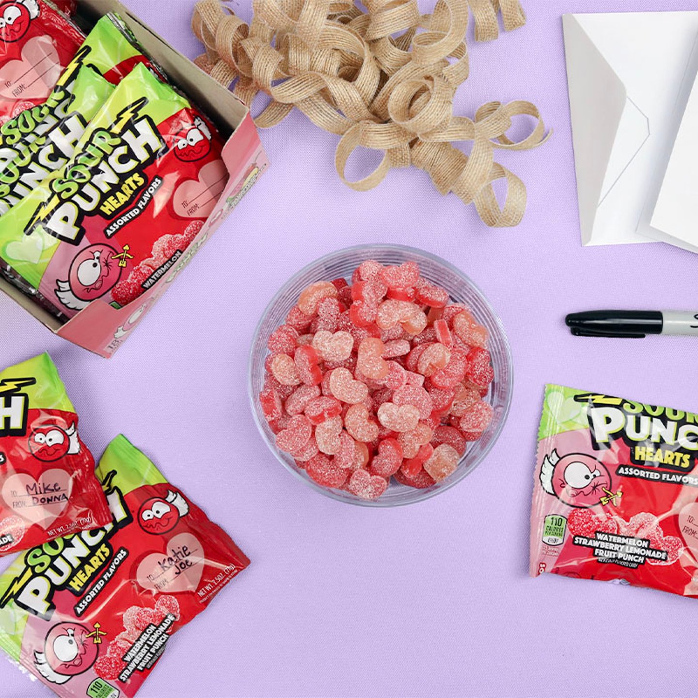 Sour Punch Candy Hearts