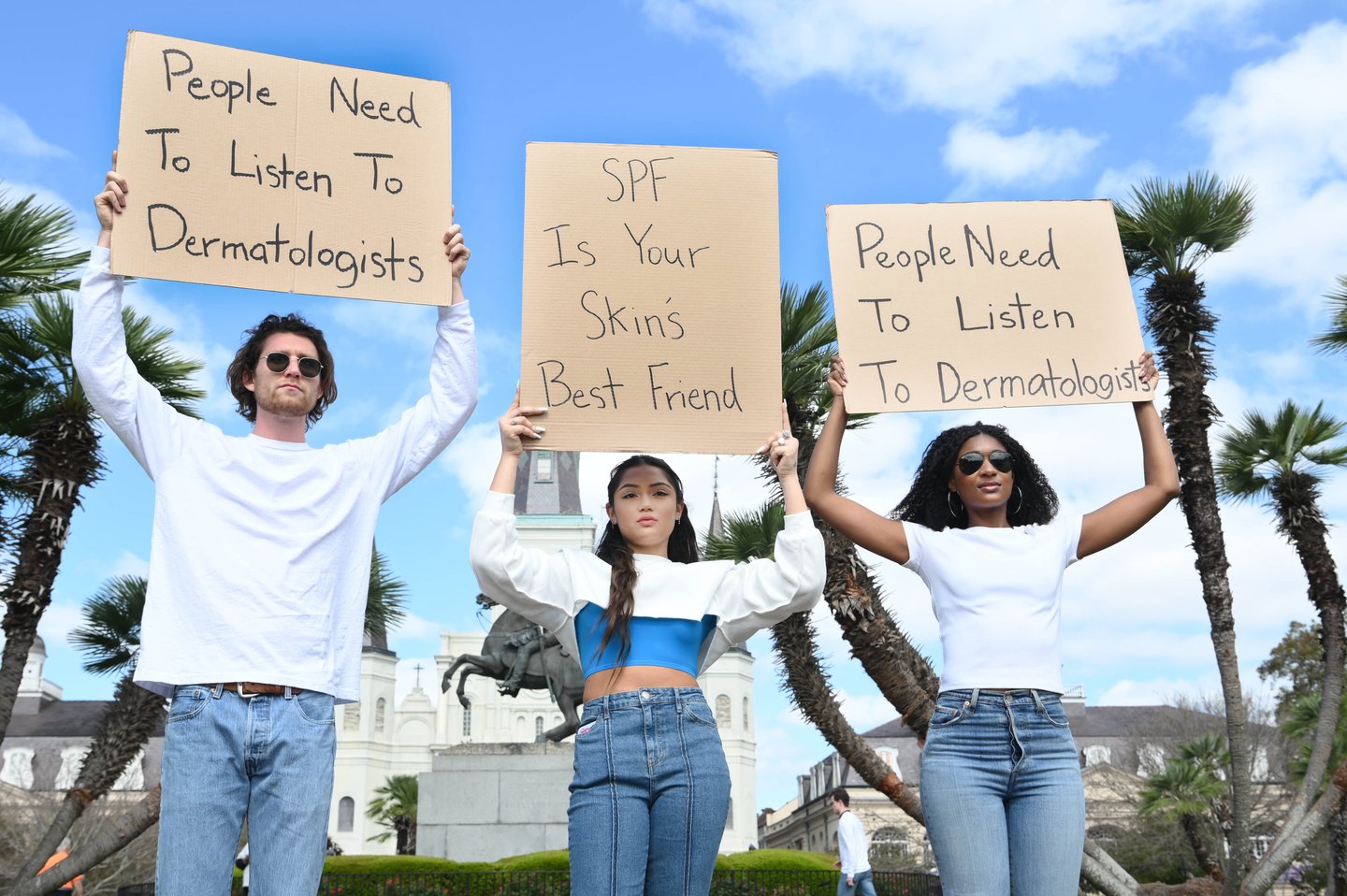 Dude With Sign, Avani Gregg, and Dudette With Sign seen in the French Quarter in New Orleans