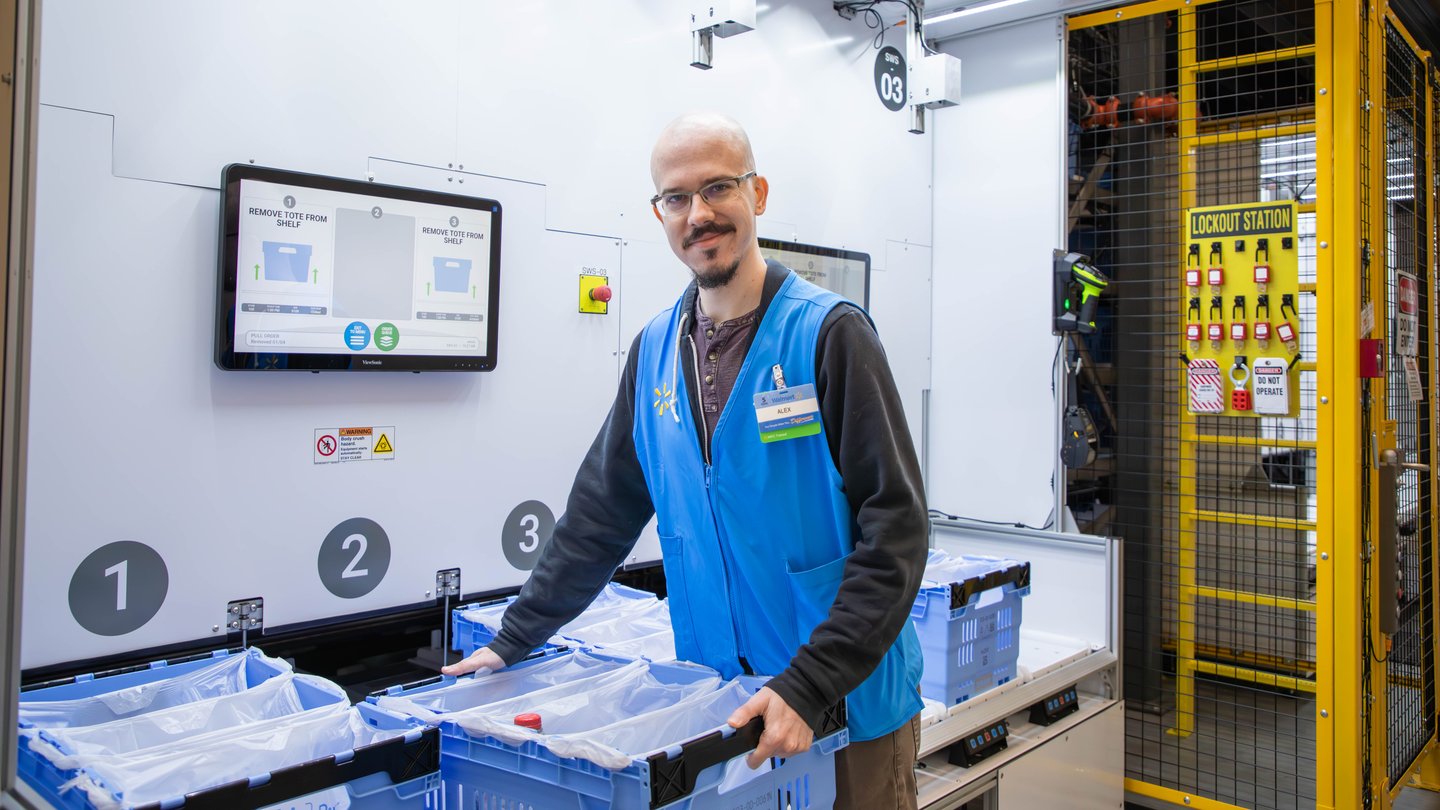 walmart associate filling crate