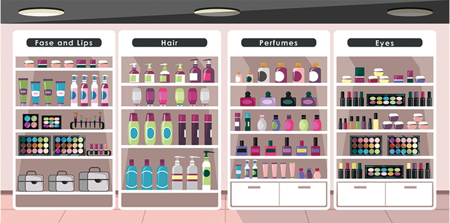 beauty products on shelf