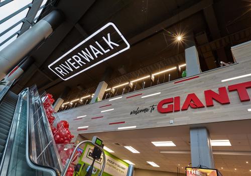 a sign above a store