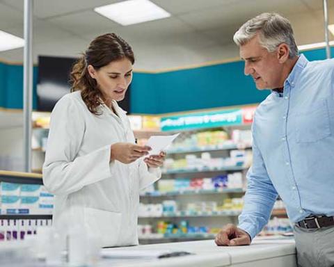 Pharmacist-patient-stock art