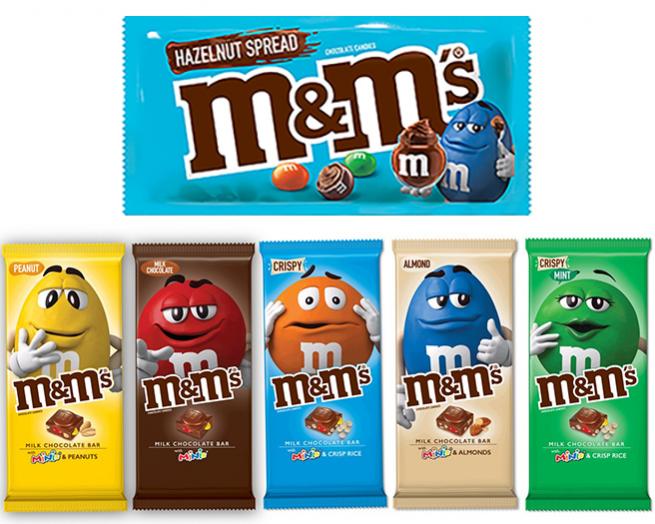 M&m’s Intros Chocolate Bars, Hazelnut Spread Candy