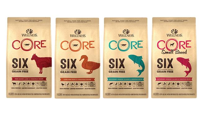 Wellness core six dog food sale